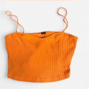 SHEIN Orange Ribbed Crop Cami (S)